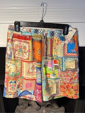 Johnny Was NWT Men’s Multicolor Patchwork Swim Trunks Size Small